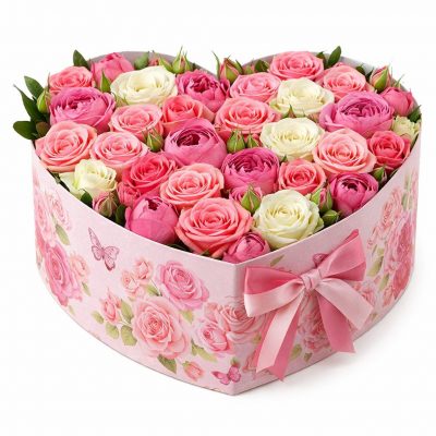 Цветы в коробке «Романтический рассвет»